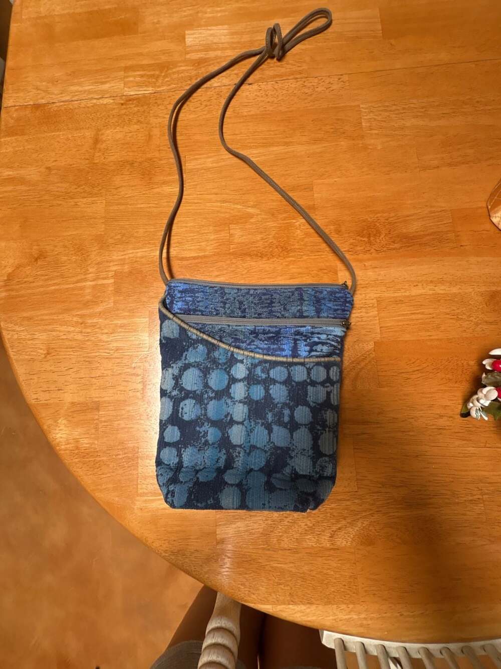 Maruca Handmade in Boulder CO Blue Floral Small Crossbody Pouch